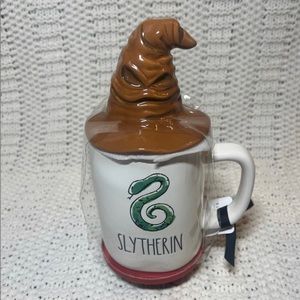 Rae Dunn Harry Potter Slytherin mug with topper